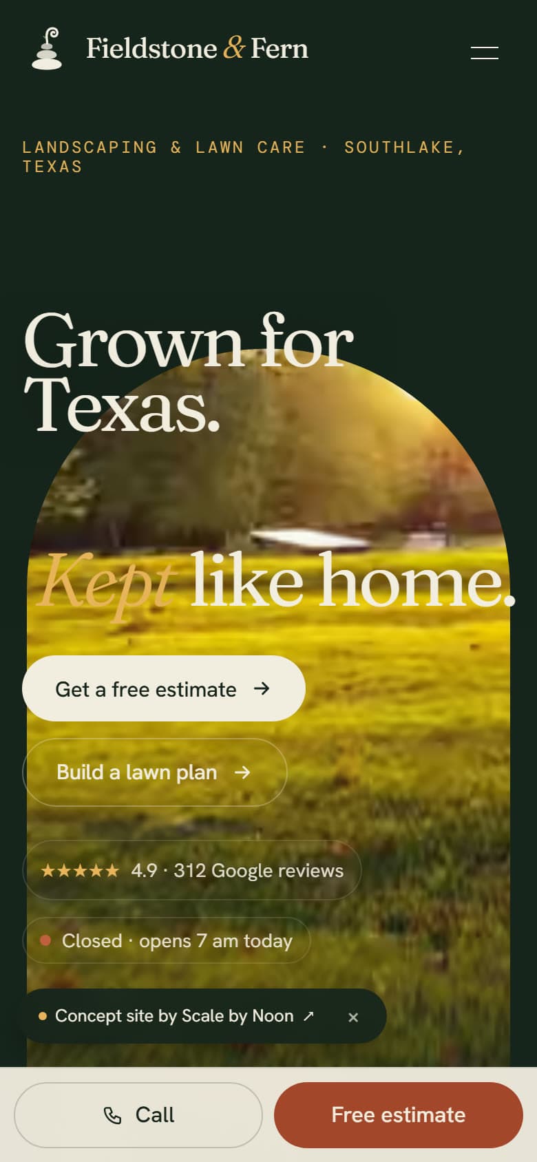 Fieldstone & Fern — On mobile