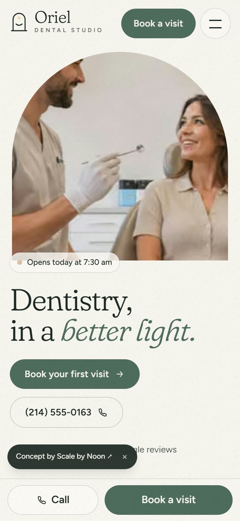 Oriel Dental Studio — On mobile